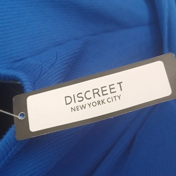 Discreet tank Dress, Blue, ribbed, belted, 3X NWT - Picture 7 of 8